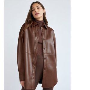 ARITZIA BABATON PELLI SHIRT JACKET LEATHER SIZE S